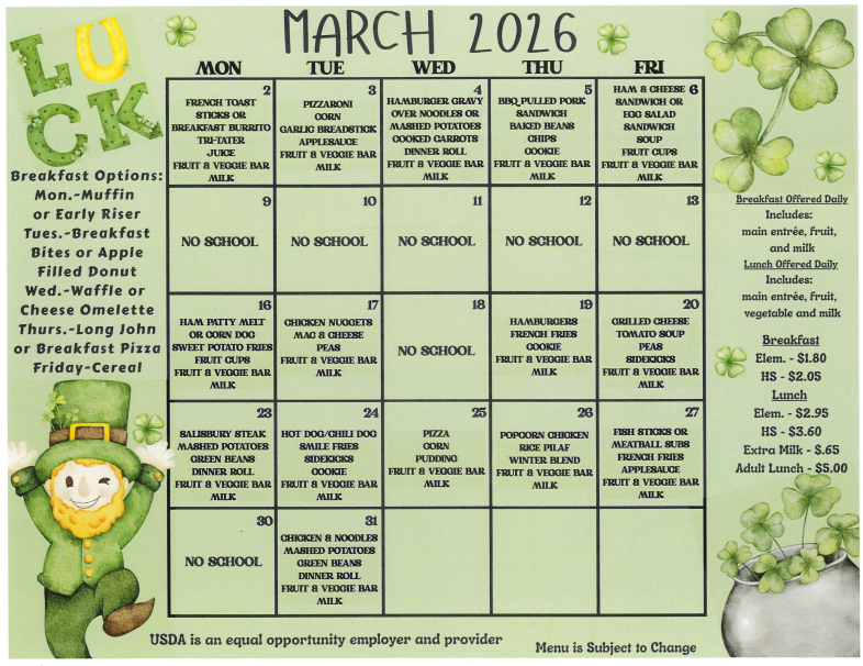 2026 March Lunch Menu