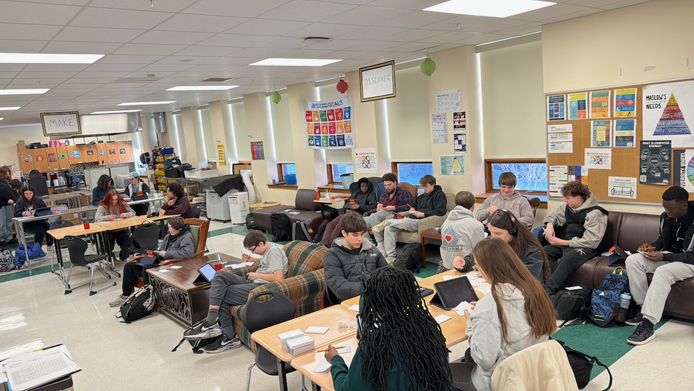 Students in Ms. York's class creating games to learn English