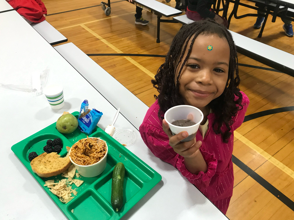 Students at Dyer Elementary School enjoyed a pretty pink Beet Hummus and a sweet Chocolate Black Bean dip.
