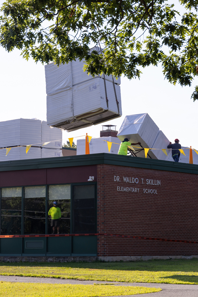 Roof construction at Skillin Elementary