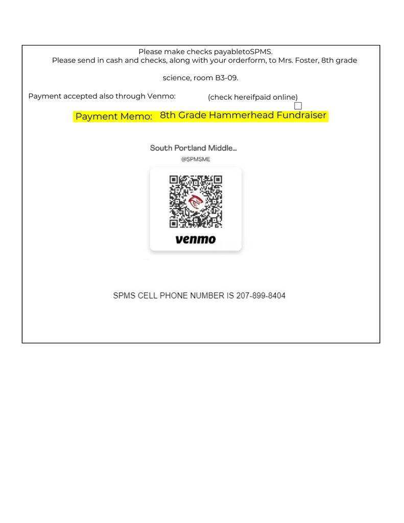 8th Grade Hammerhead Team Fundraiser