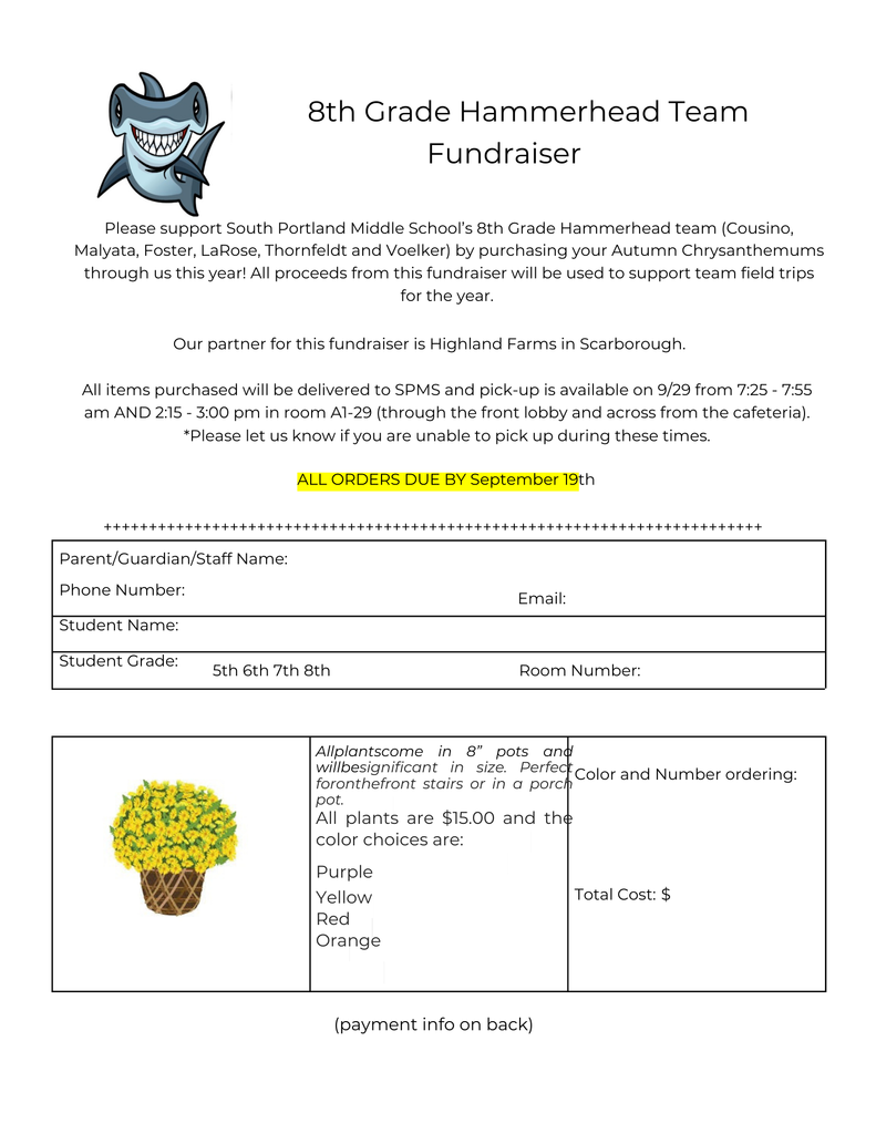 8th Grade Hammerhead Team Fundraiser