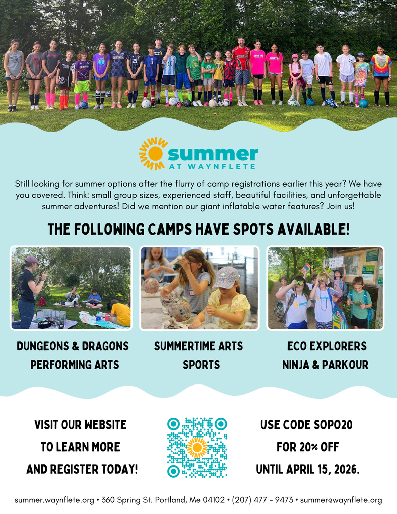 Summer Camps at Waynflete 2026 Flyer