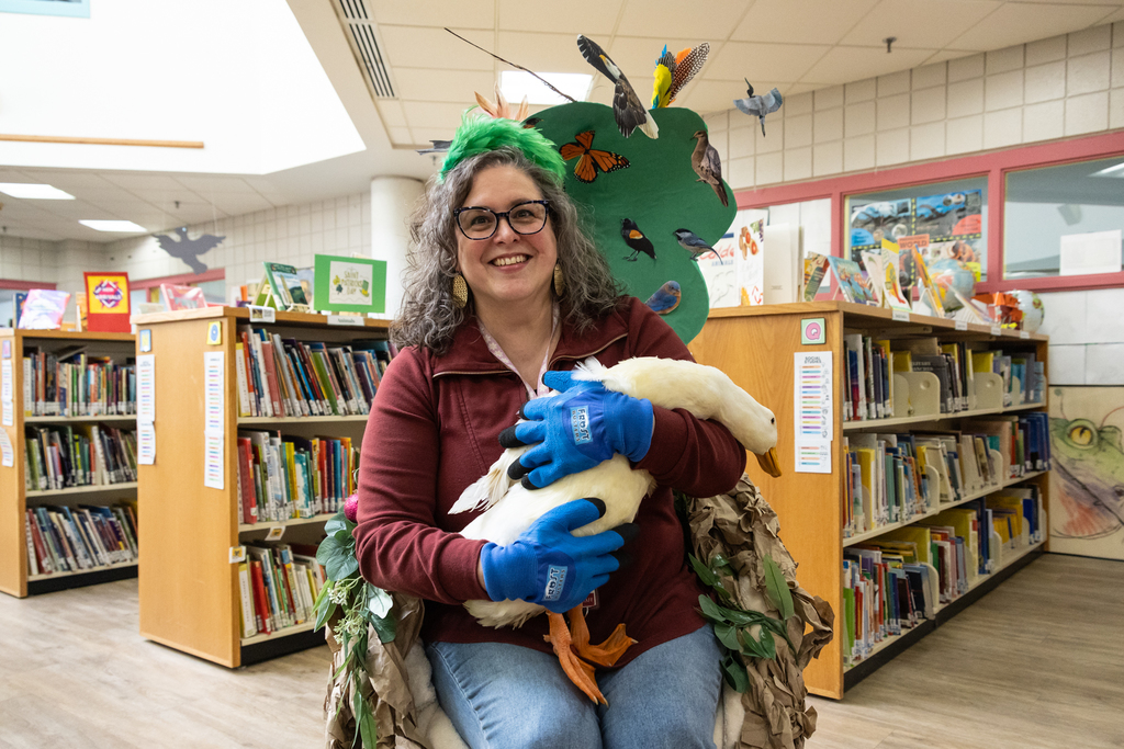 Bethany Connolly with a duck after receiving Administrator of the Year award 