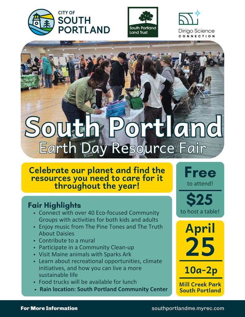 South Portland Earth Day Resource Fair on April 25, 10am-2pm