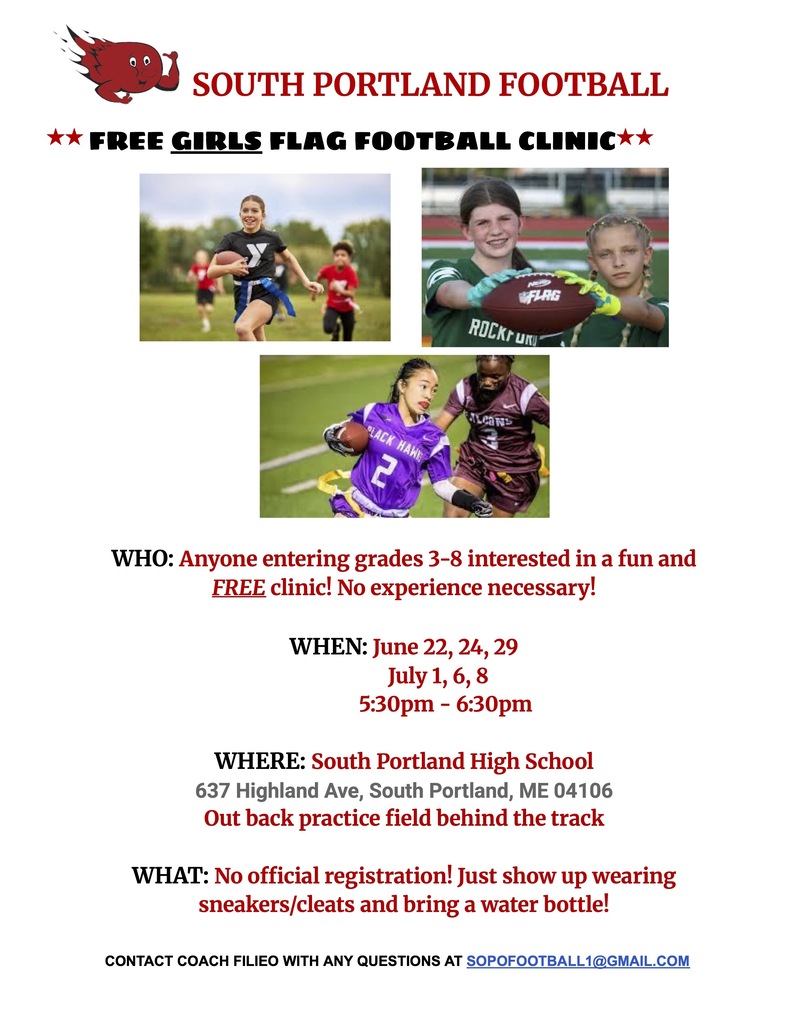 South Portland Football: Free Girls Flag Football Clinic Flyer