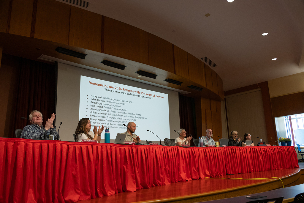 The School Board recognizing retiring staff members.