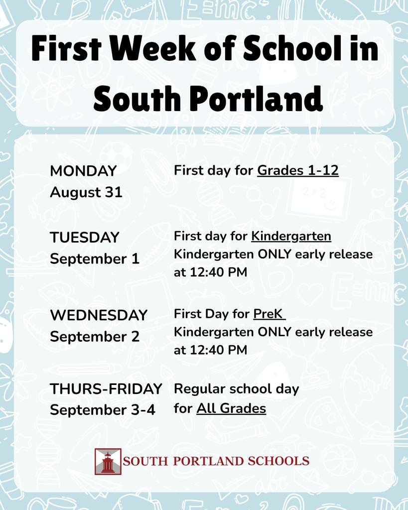 First Week of South Portland School Schedule