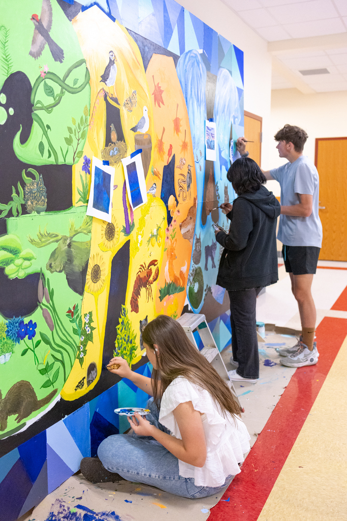 Recognizing Arts in Education Week - Students working on mural at South Portland High School