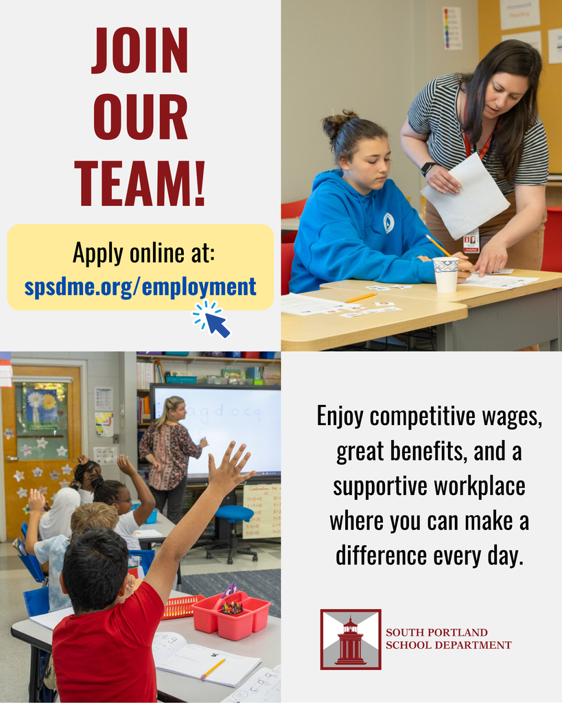 Join our team! Apply online at spsdme.org/employment. Enjoy competitive wages, great benefits, and a supportive workplace where you can make a difference every day.
