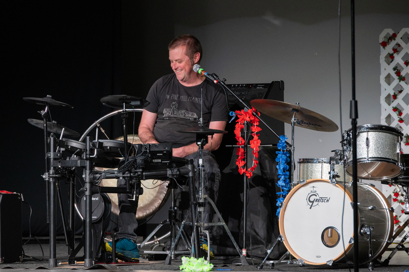 SPMS Talent Show & Fundraiser - staff member playing drums