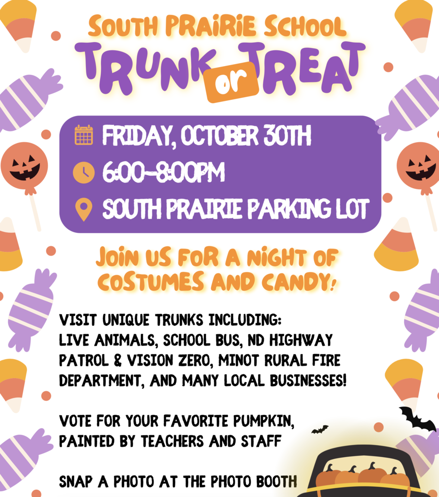 A poster with Halloween candy advertising the Trunk or Treat on October 30th in the SP parking lot.