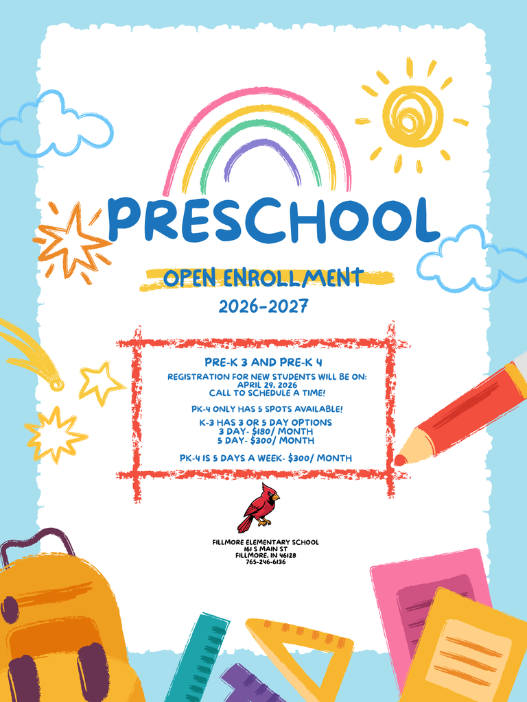 Pre-K 3 and Pre-K 4 open enrollment for new students on Wednesday, April 29th.