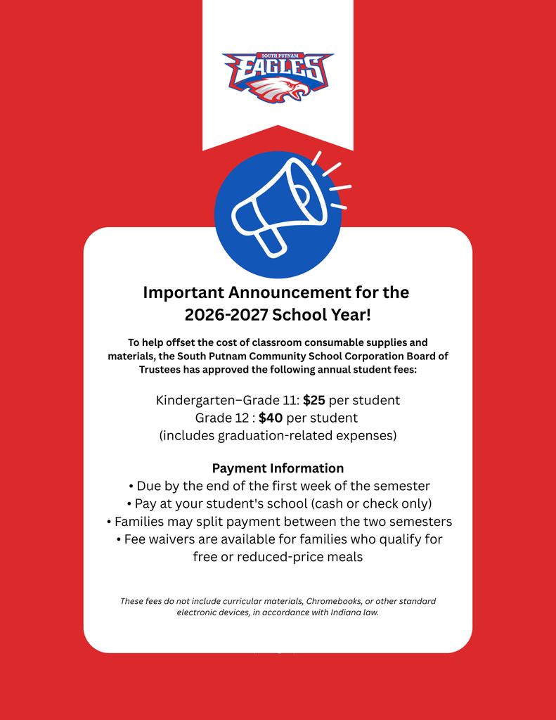 Student fees for the 2026-2027 SY