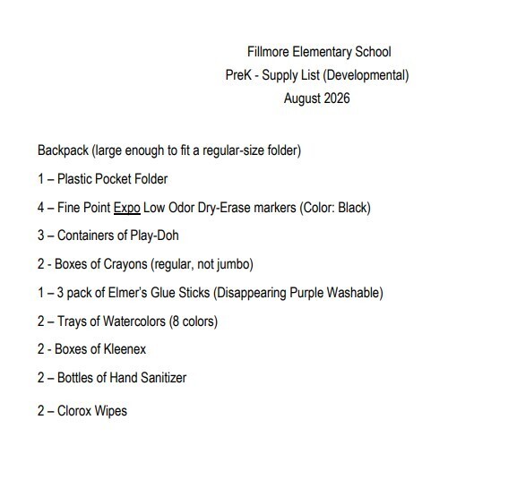 Supply Lists