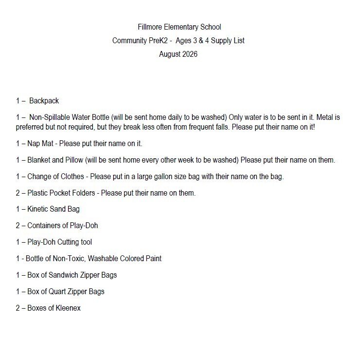 Supply Lists