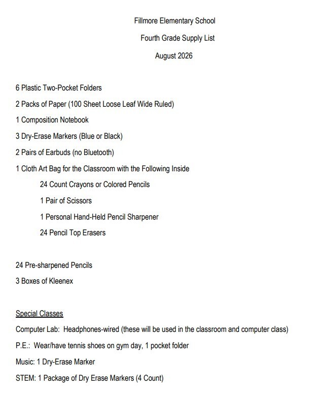 Supply Lists