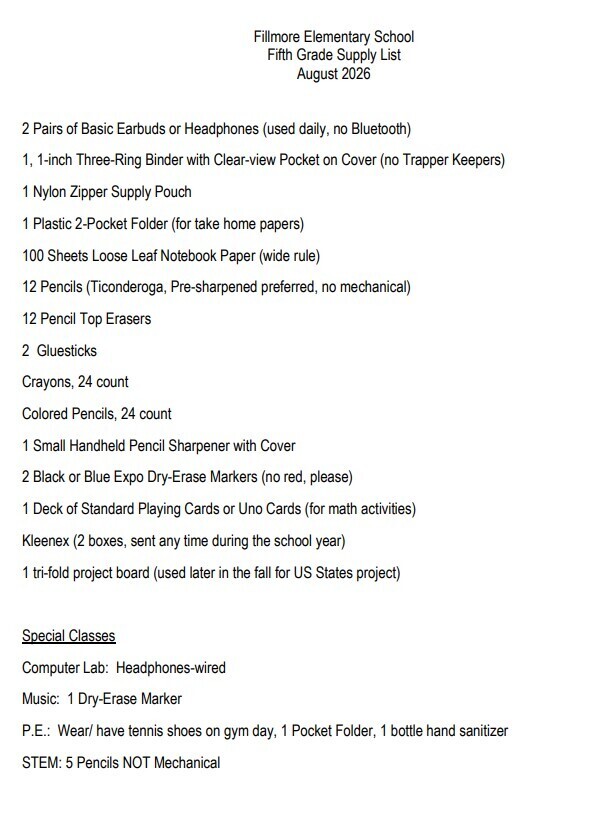 Supply Lists