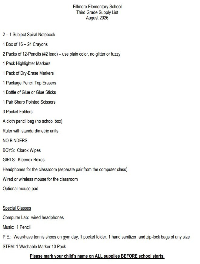 Supply Lists