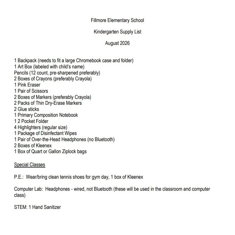 Supply Lists