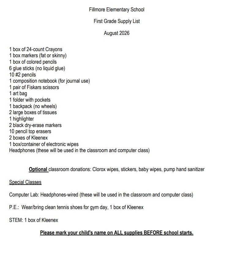 Supply Lists