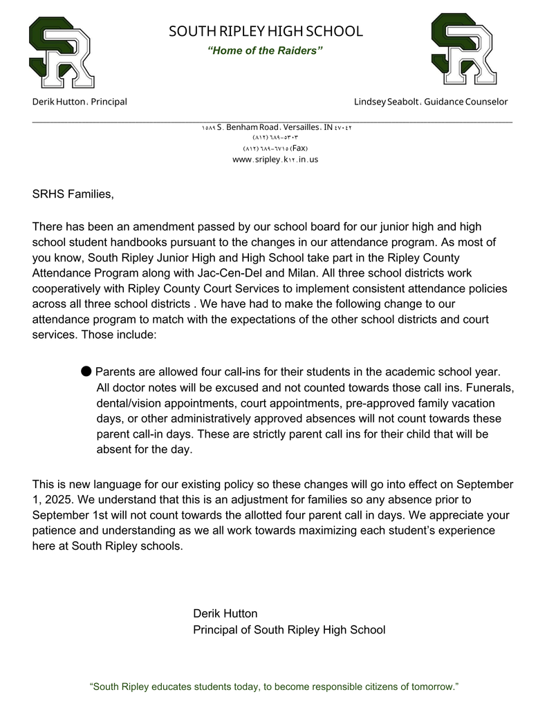 25/26 Attendance Policy