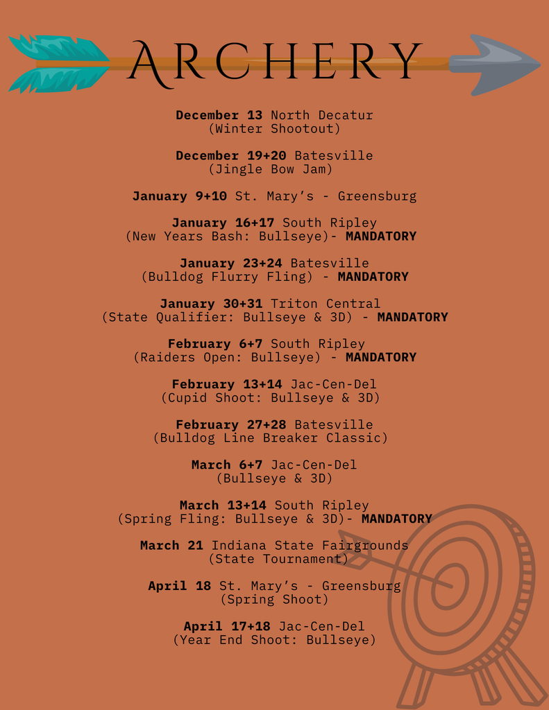 Revised Archery Schedule 2025 -2026
