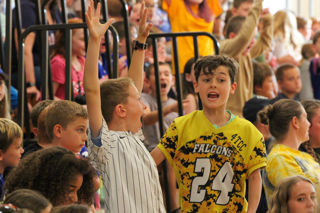 Students and staff brought the Falcon Pride! Decked out in black and yellow, they had a blast at the Elementary Pep Rally! Go Falcons! #ForeverFalcons