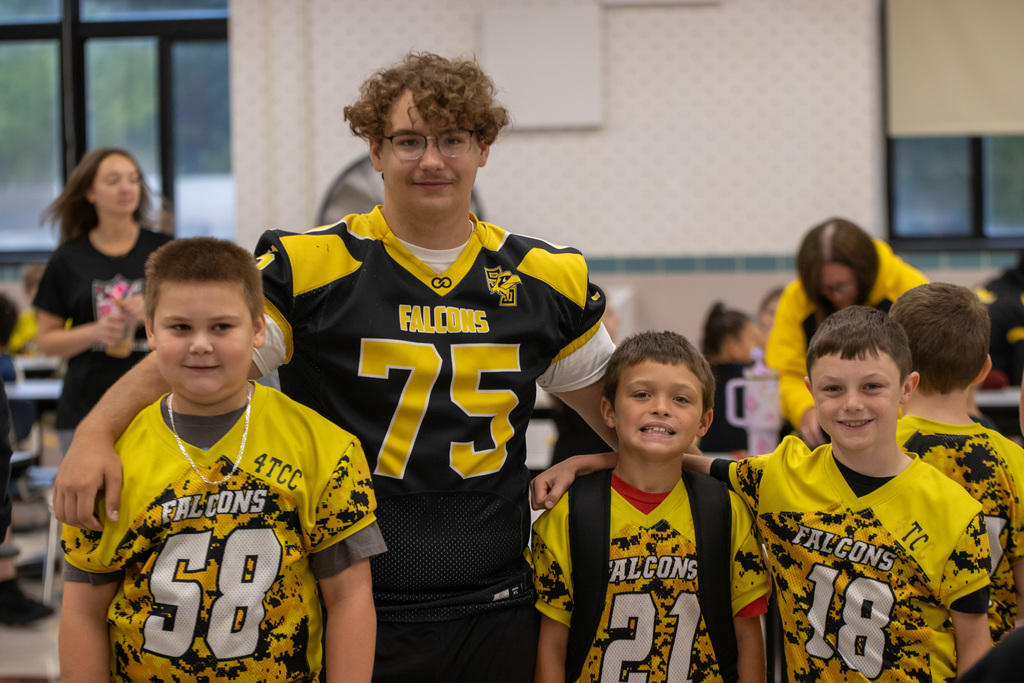 What a great way to wrap up Homecoming Week! Our Varsity High School Athletes made a very special visit to the Elementary School this morning, welcoming students and joining them for breakfast. We 💛 our Falcon community! #foreverfalcons