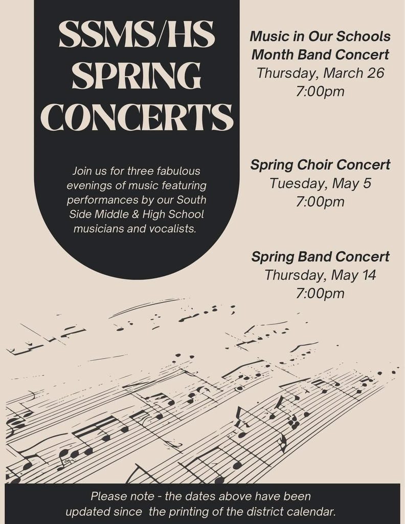 SSMS and SSHS Spring Concerts update image.