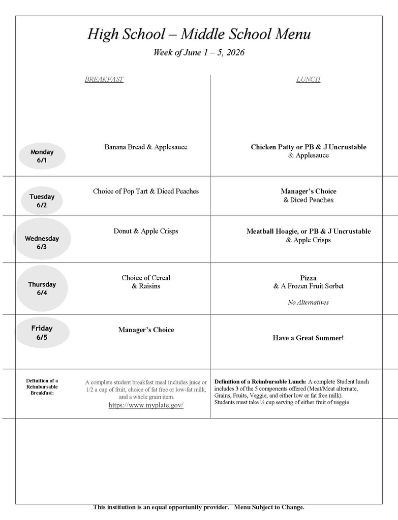 June menu