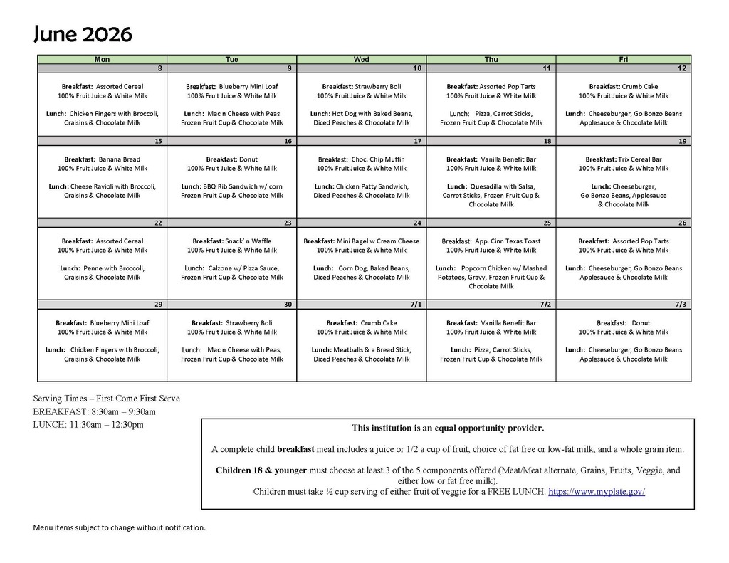 June menu