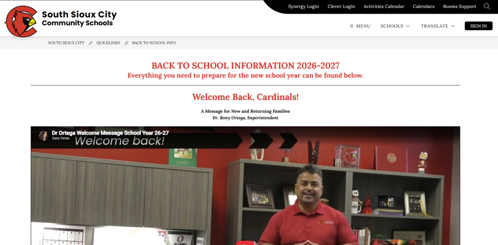 back to school info for 2026-27