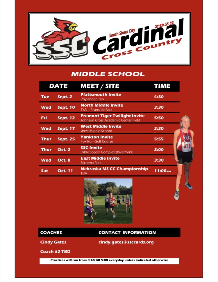 MS Cross Country Schedule 🏃‍♀️🏃‍♂️