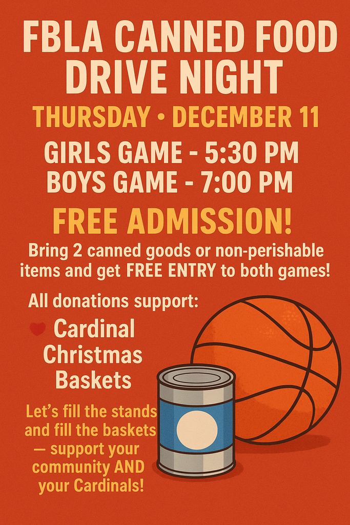 FBLA canned food drive flyer