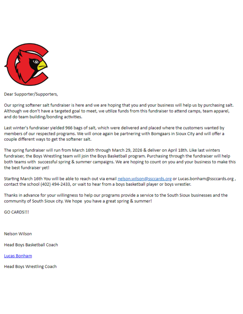 boys wrestling and basketball softner salt fundraiser flyer