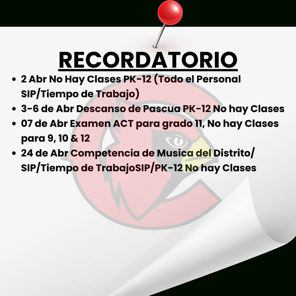 april reminder spanish