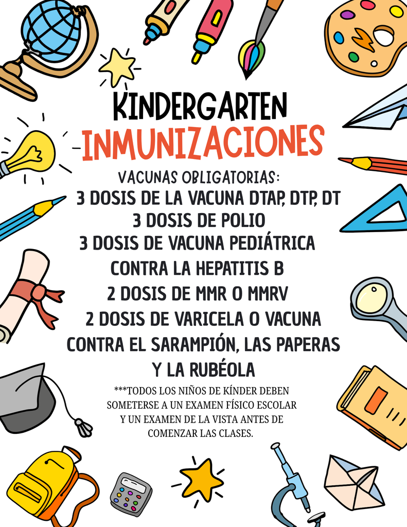 Kinder Immunization Requirements SP