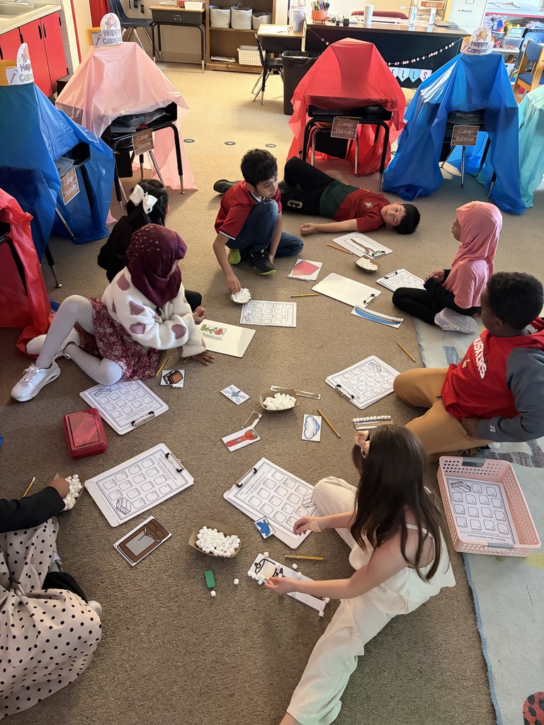 kids camping in the classroom.