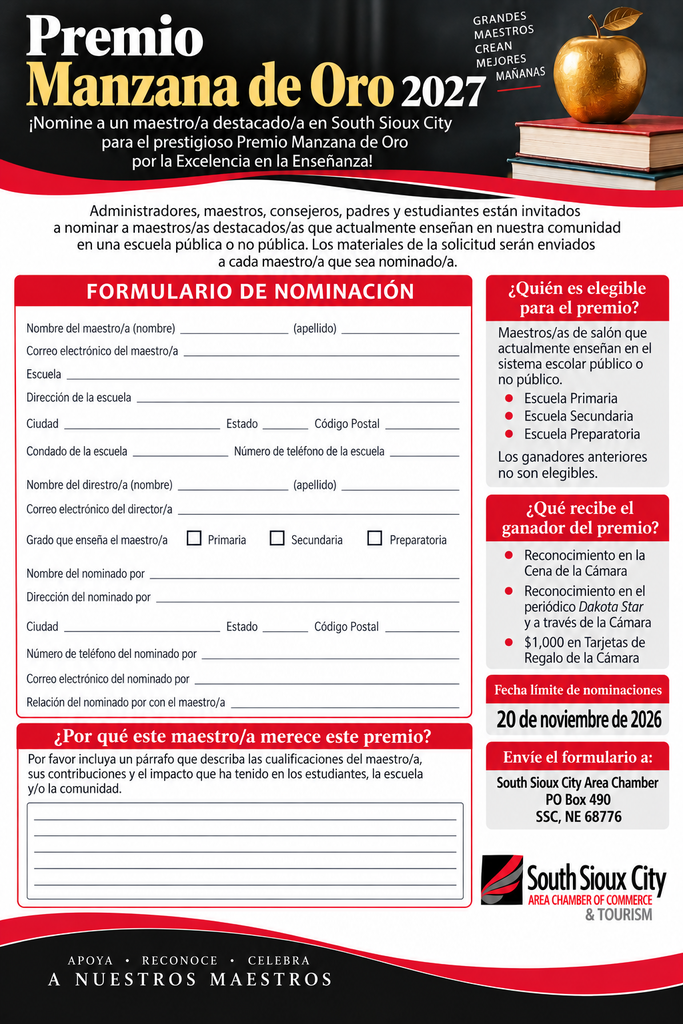 Golden Apple Award Nomination Form Spanish
