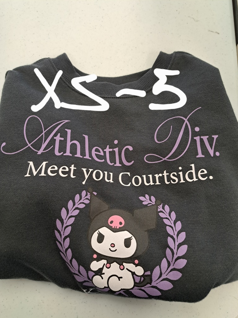 Black sweatshirt size 5 purple writing