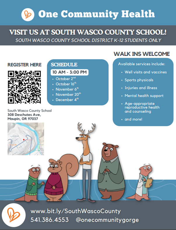 Medical Health Clinic/One Community Health here on Thurs Nov 6th