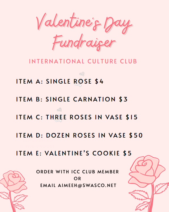 ICC Club Valentine's Day Fundraiser Flyer