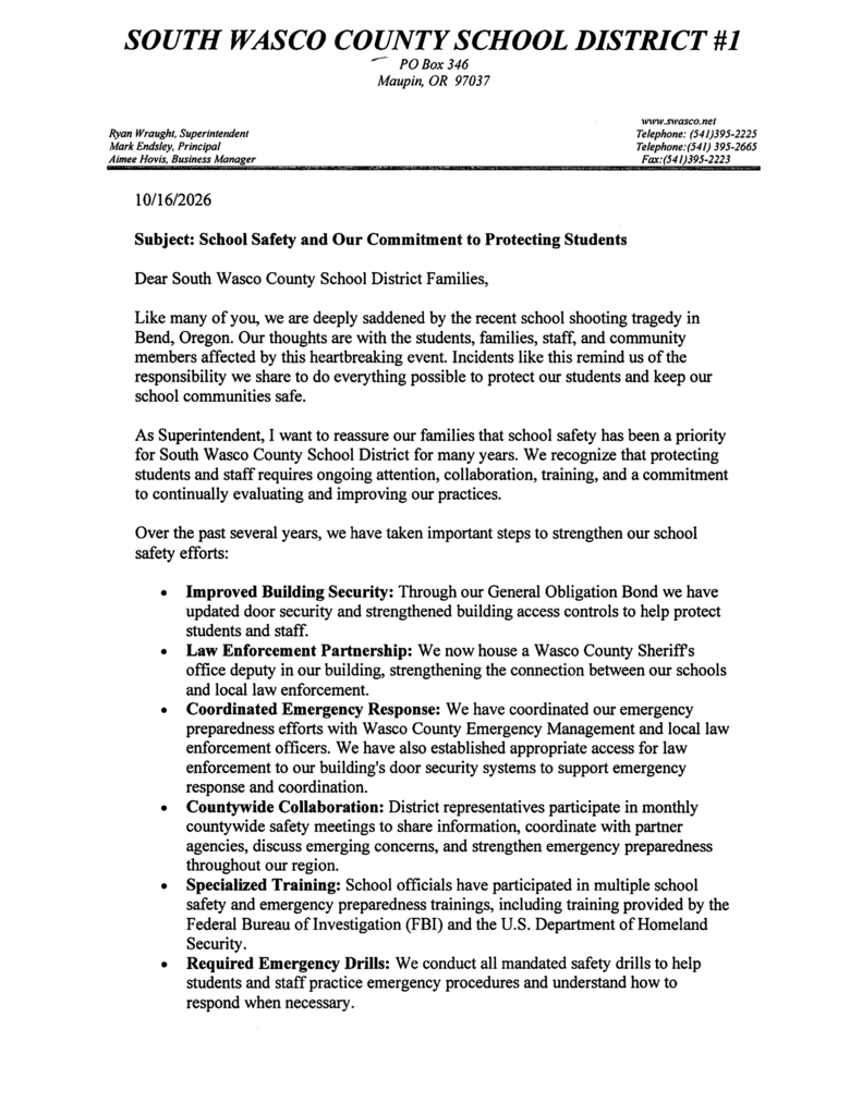 Community Letter 10/16/26