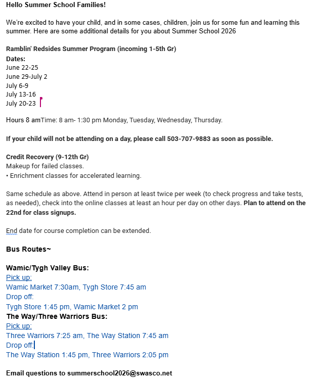 Summer School 2026 Details