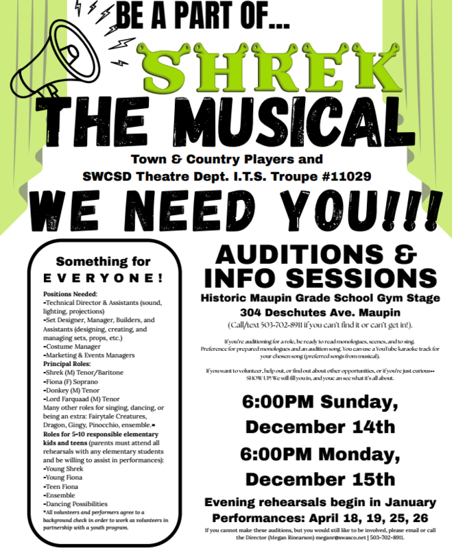 Shrek The Musical Audition Flyer