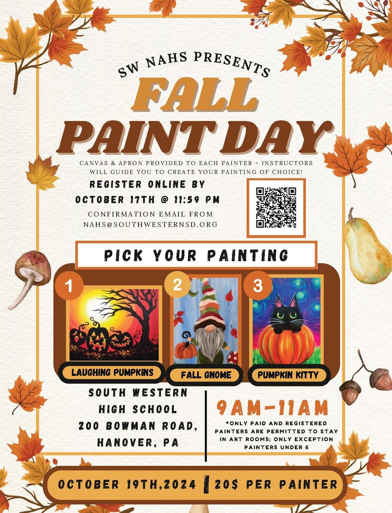 NAHS Fall Paint Day Flyer