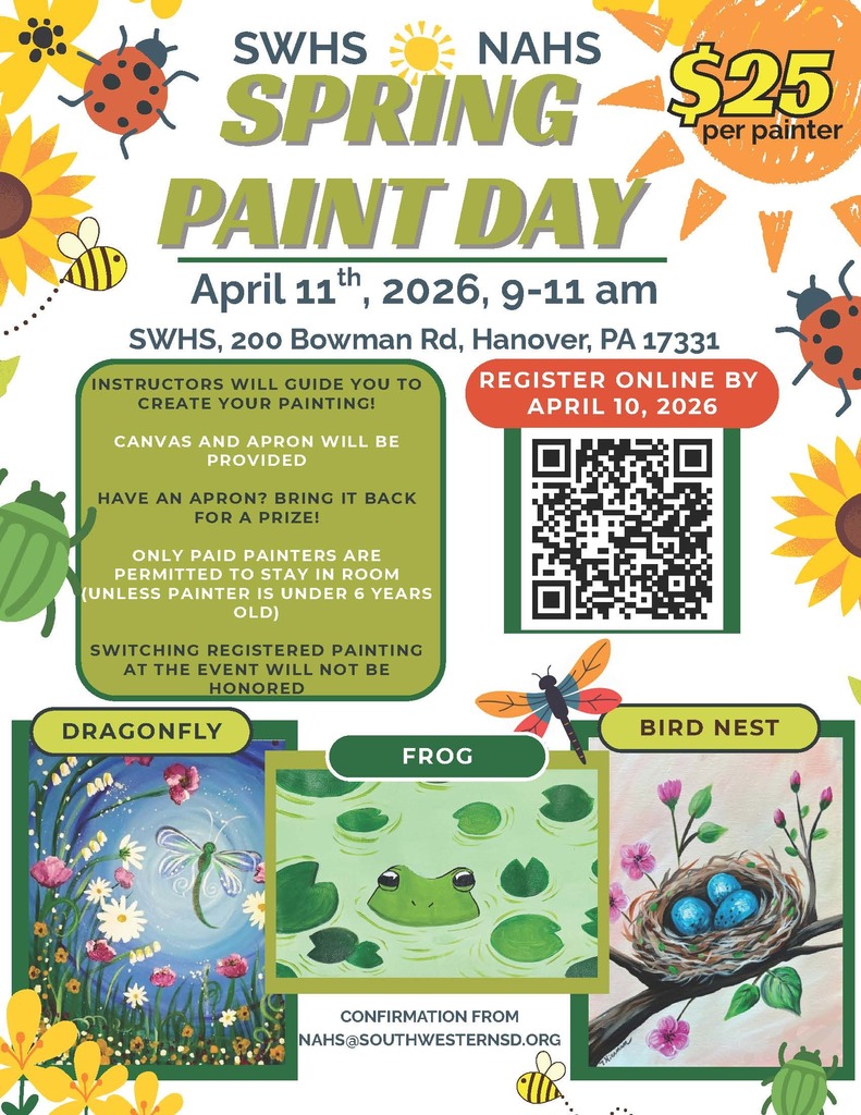 2025 SWHS / NAHS - Spring Paint Day Flyer