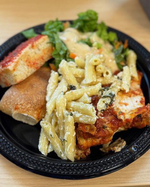 A plate with food from La Cucina Restaurant