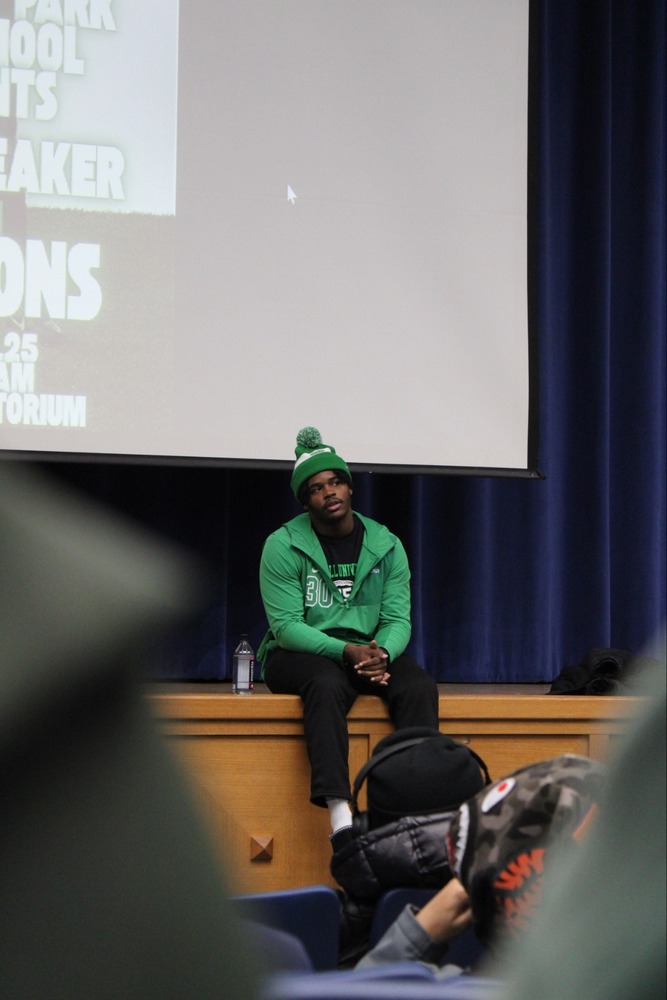 Division-I  Marshall University Football player Jaasai Simmons from Philadelphia, Pa came to Academy Park High School to share his personal story, the NCAA recruiting process, and essential tools to being a successful college athlete.